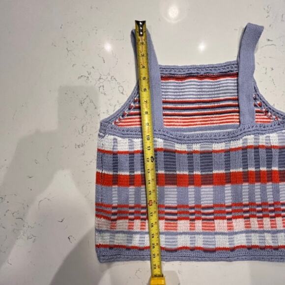 Banana Republic Crochet Cotton Plaid Halter Knit Sweater Chunky Tank Top Sz Lg - Picture 13 of 13